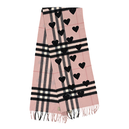 Burberry Cashmere Giant Heart Fringe Scarf Pink 2 of 3