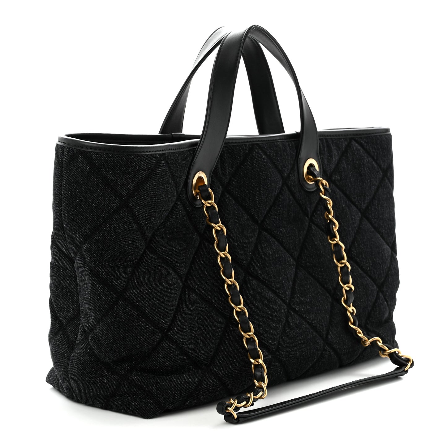 Denim Calfskin Quilted Small Deauville tote  Black