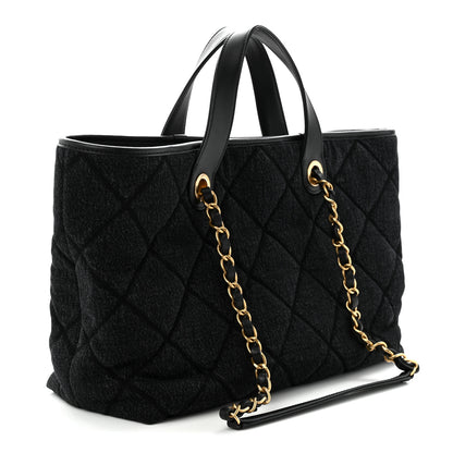 Chanel Denim Calfskin Quilted Small Deauville tote  Black 3 of 11