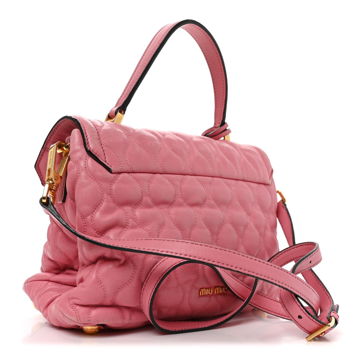 Miu Miu Nappa Padded Top Handle Bag Geranio 3 of 9