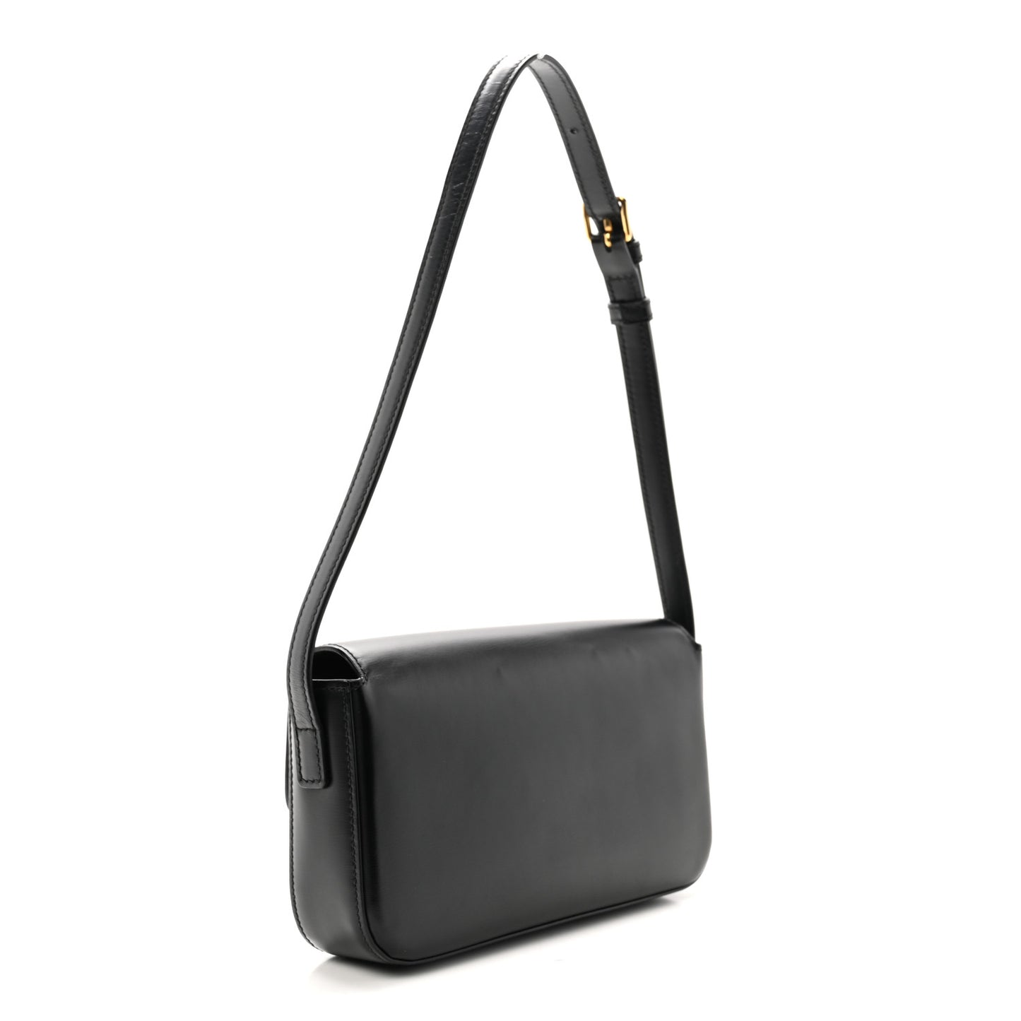 Shiny Calfskin Triomphe Shoulder Bag Black