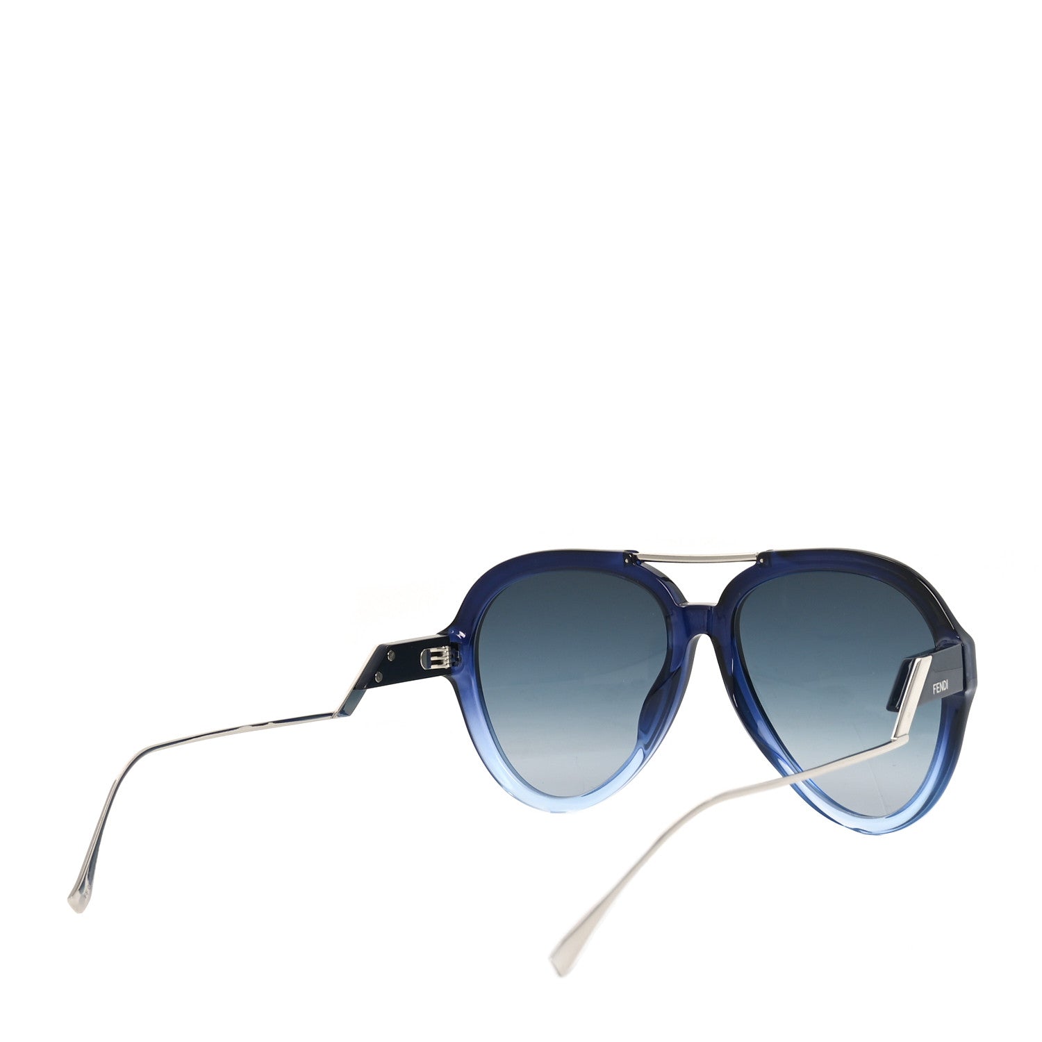Fendi Metal Acetate Aviator Sunglasses FF 0322 Blue Silver 4 of 7