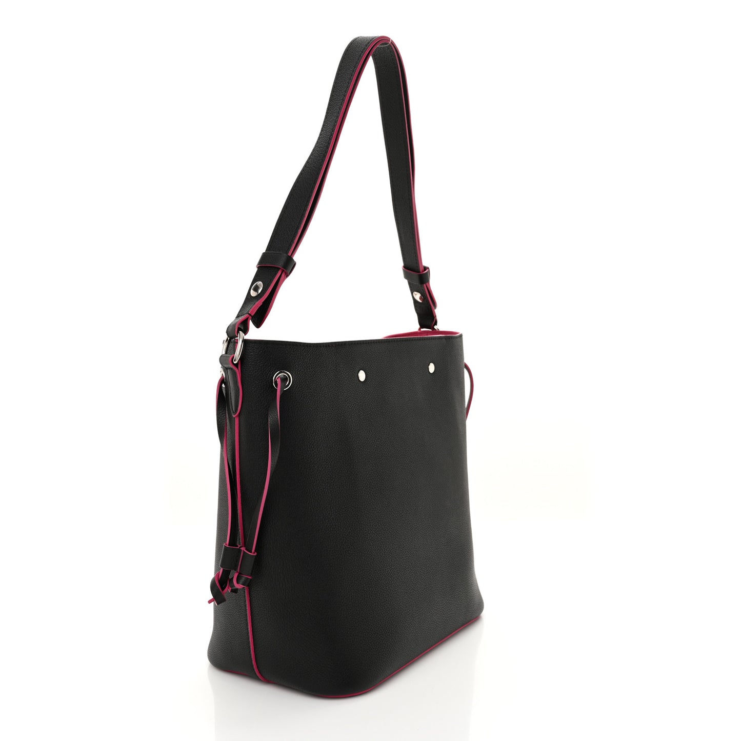 Calfskin Lockme Bucket Black