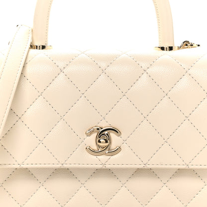 Chanel Caviar Quilted Mini Coco Handle Flap White 8 of 10