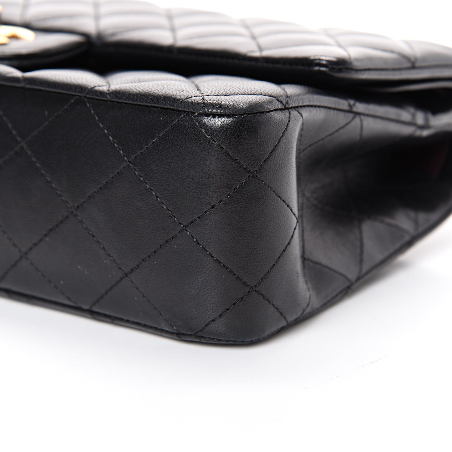Lambskin Quilted Medium Double Flap Black