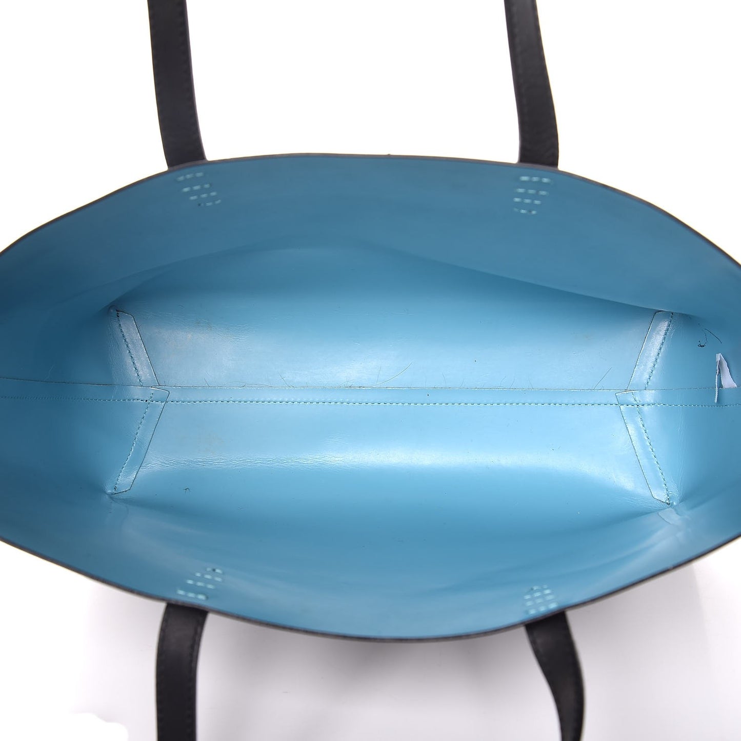 Calfskin Small Shopping Tote Black Blue