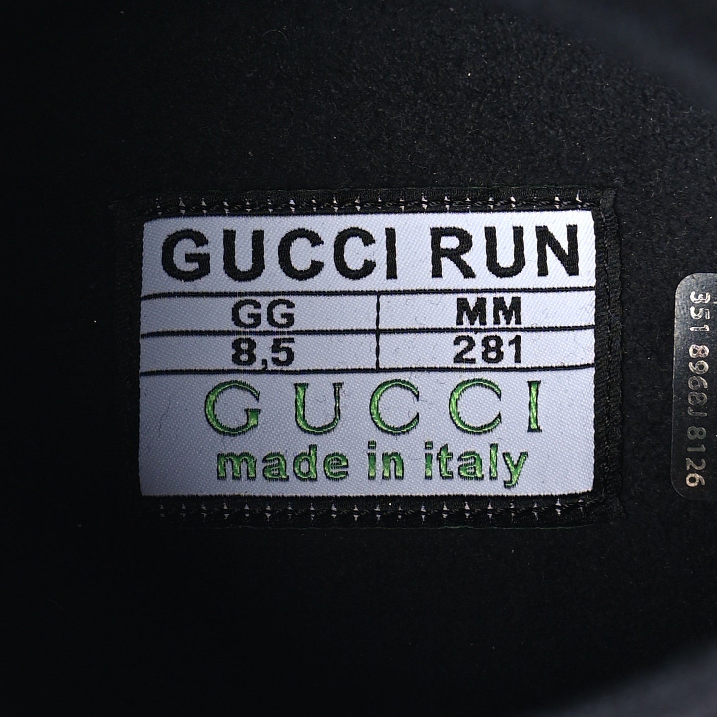 Technical Knit Fabric Waves Mens Gucci Run Sneakers 8.5 Black Loess