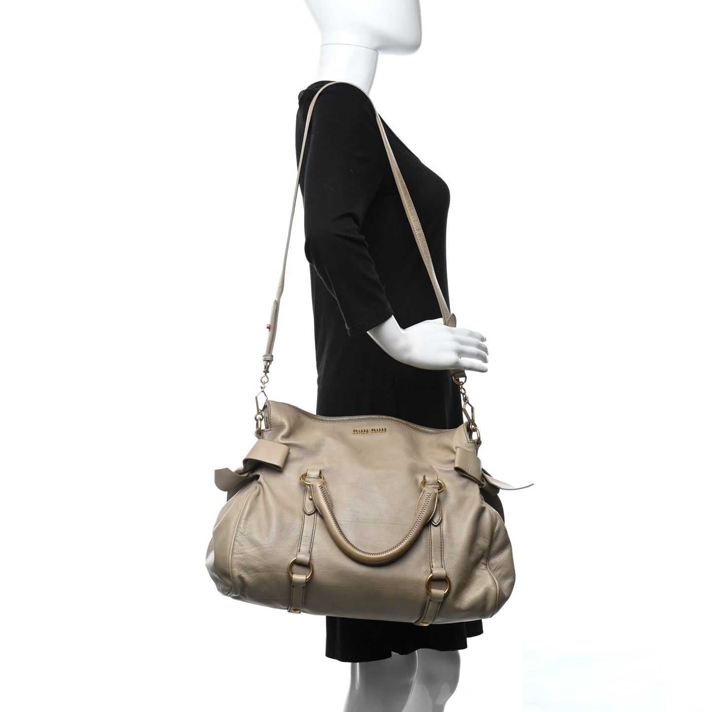 Vitello Lux Medium Bow Bag Alluminio