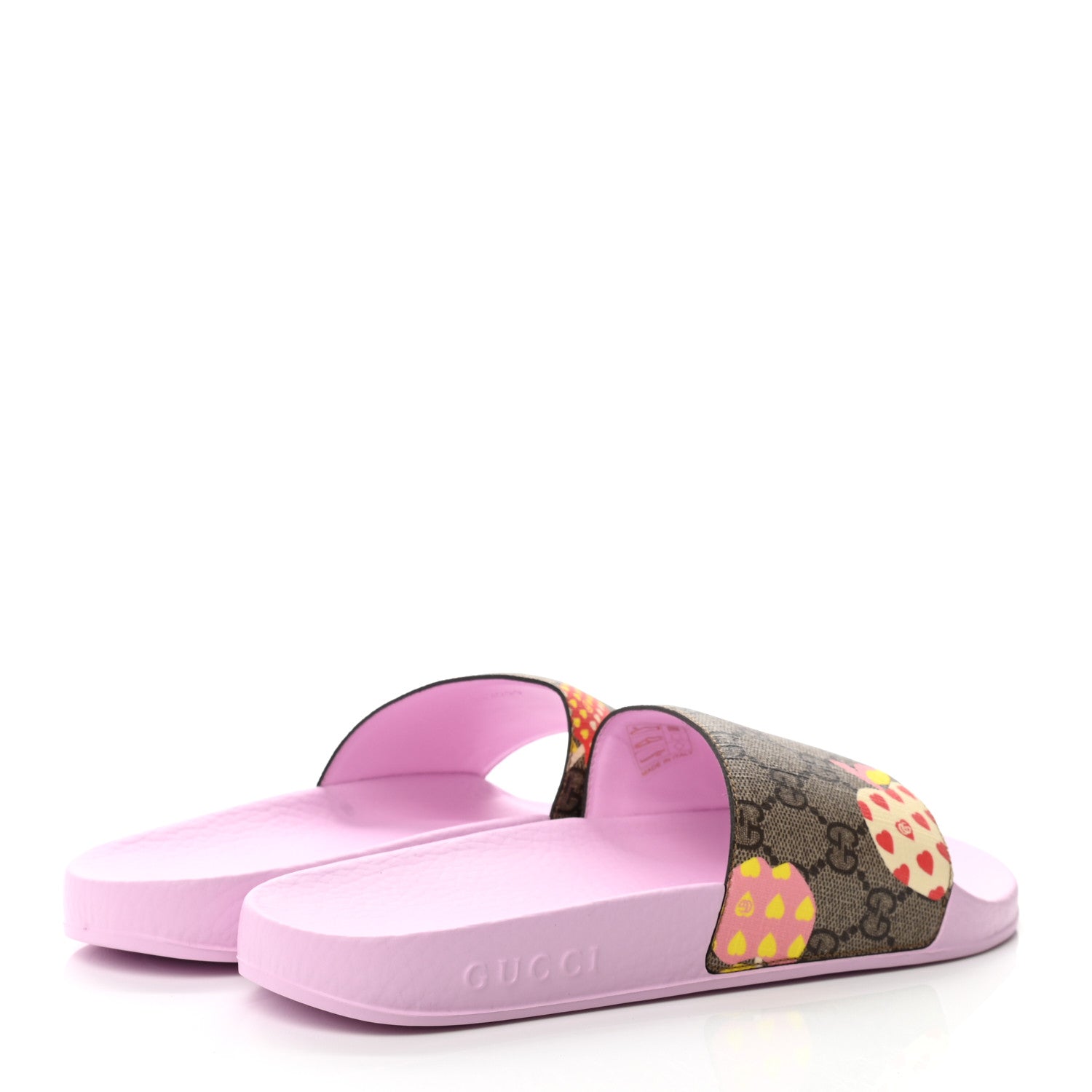 Gucci GG Supreme Monogram Apple Slide Sandals 38 Pink Multicolor 4 of 10