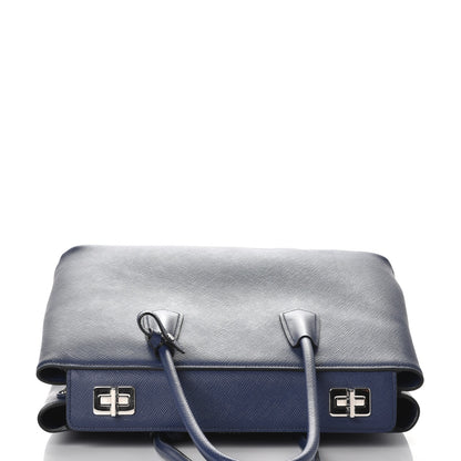 Prada Saffiano Cuir Twin Tote Bleuette 5 of 11