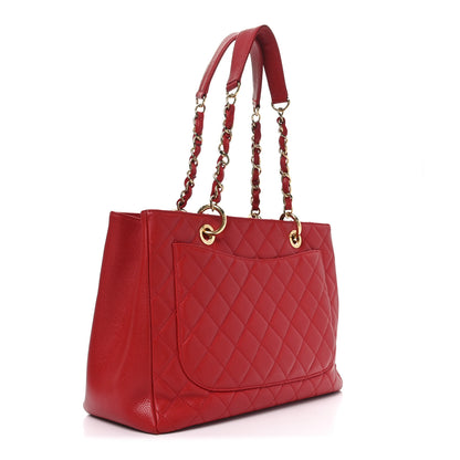 Chanel Caviar Quilted Grand Shopping Tote GST Red 3 of 10