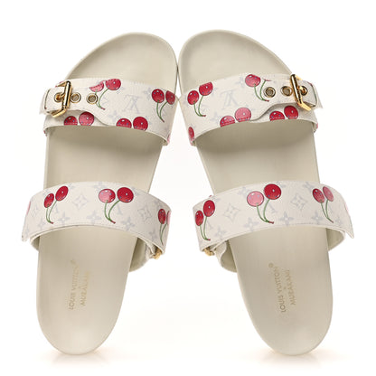 Louis Vuitton LV X TM Monogram Cerises Bom Dia Comfort Mule Sandals 42 White 2 of 9