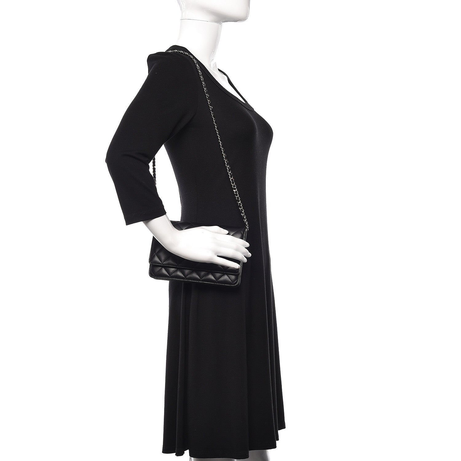 Chanel Lambskin Quilted Wallet On Chain WOC Black 2 of 11