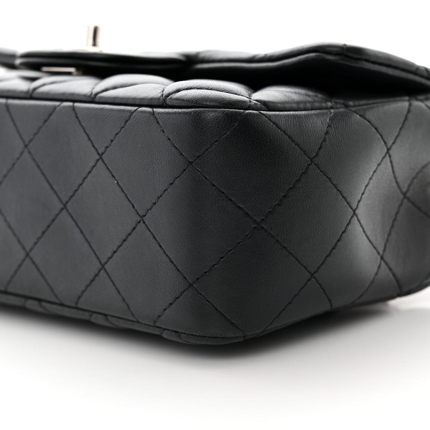 Lambskin Quilted Mini Rectangular Flap Black