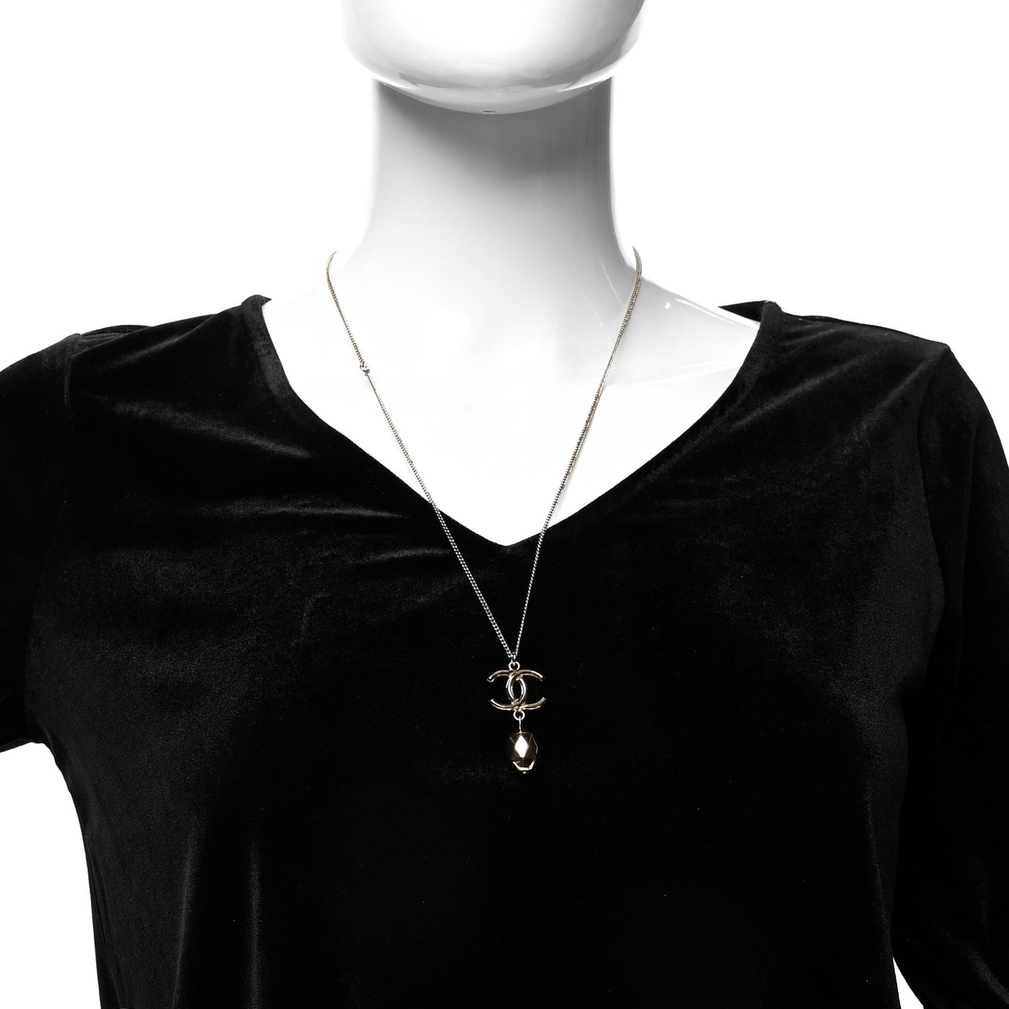 Metal Bead CC Drop CC Pendant Necklace Gold