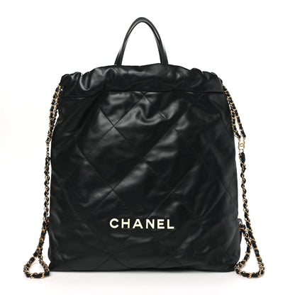 Chanel Shiny Calfskin Quilted Chanel 22 Backpack Black 1 of 10