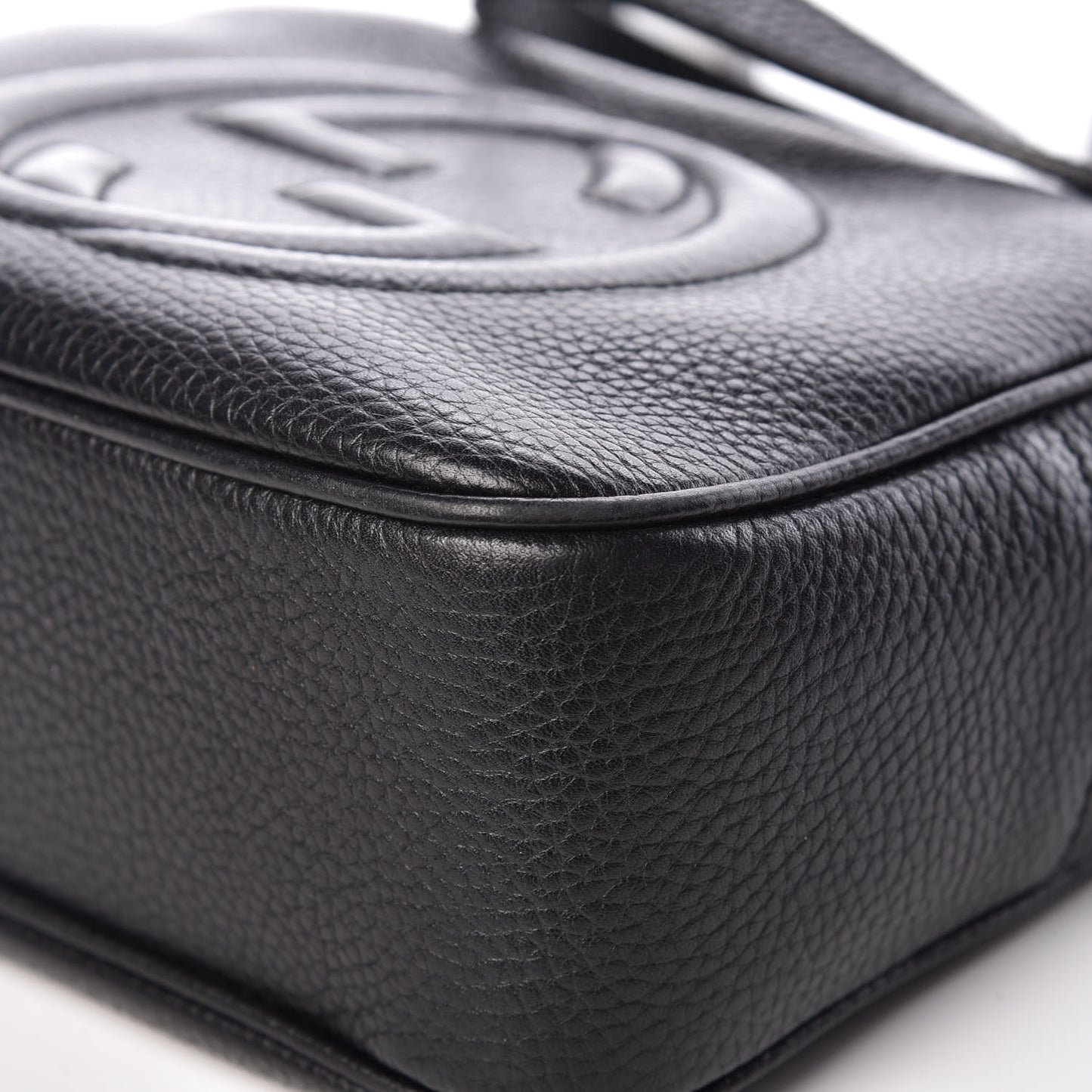 Pebbled Calfskin Small Soho Disco Bag Black