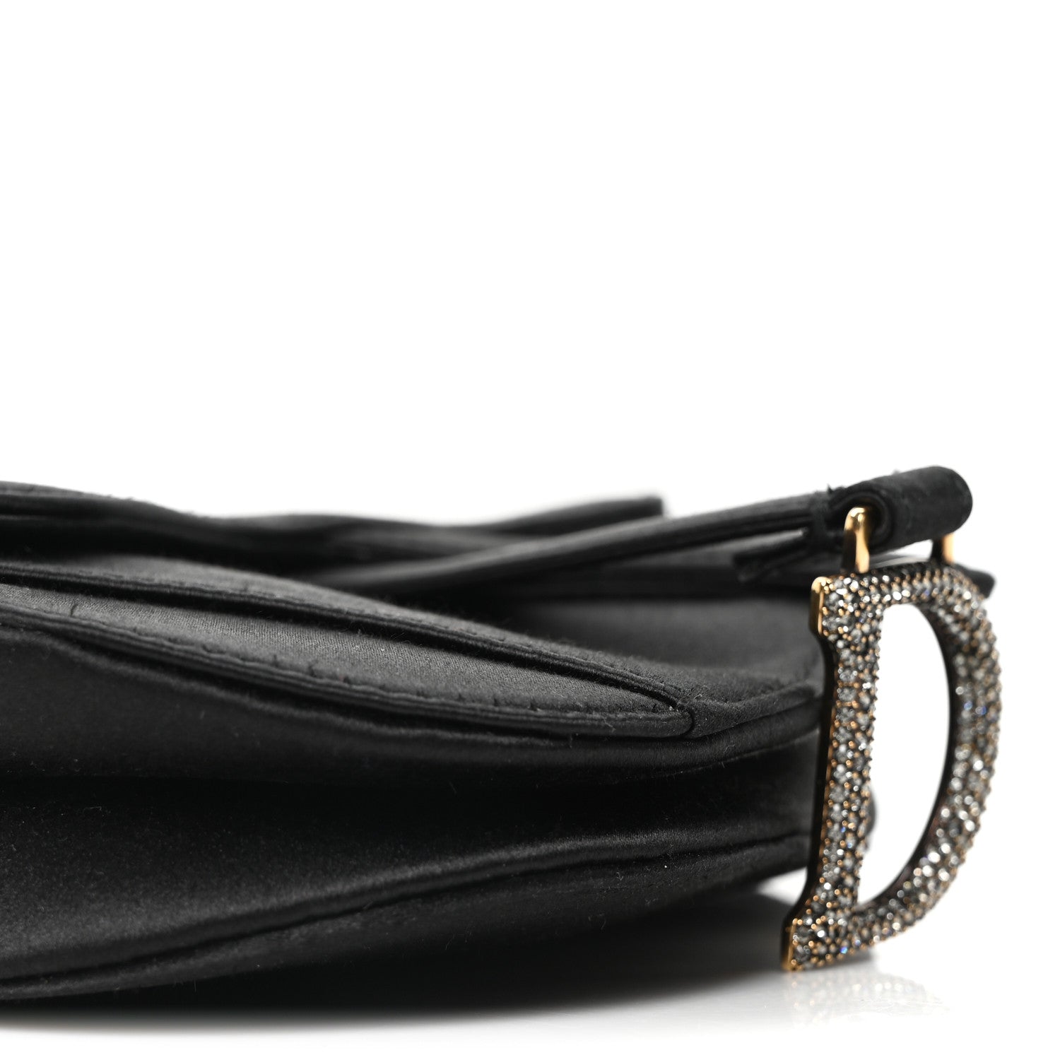 Christian Dior Satin Crystal Mini Saddle Bag Black 8 of 9