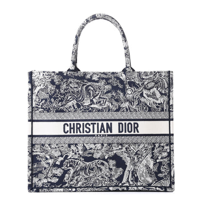 Christian Dior Canvas Embroidered Large Dioriviera Toile De Jouy Reverse Book Tote Blue 1 of 4