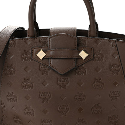 MCM Calfskin Ottomar Monogram Medium Essential Tote Chestnut 8 of 14