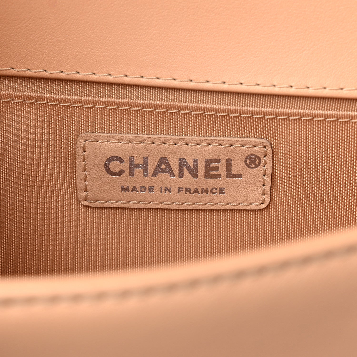 Chanel Calfskin Chevron Quilted Medium Braided Boy Flap Beige 6 of 13