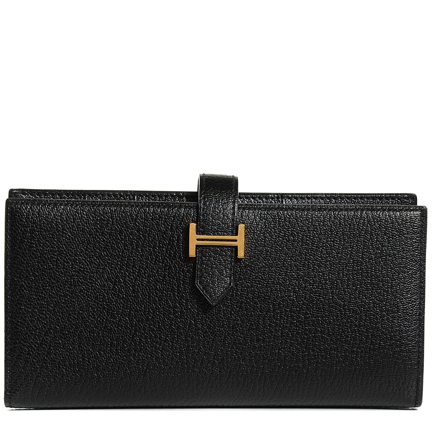 Hermes Chevre Mysore Bearn Gusset Wallet Black 1 of 11