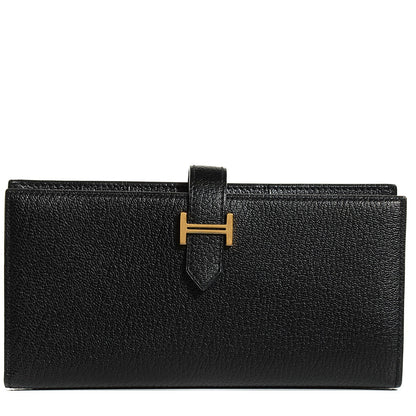 Hermes Chevre Mysore Bearn Gusset Wallet Black 1 of 11