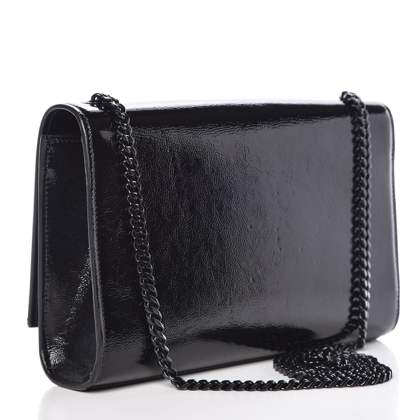 Textured Patent Medium Classic Monogram Kate Satchel Black