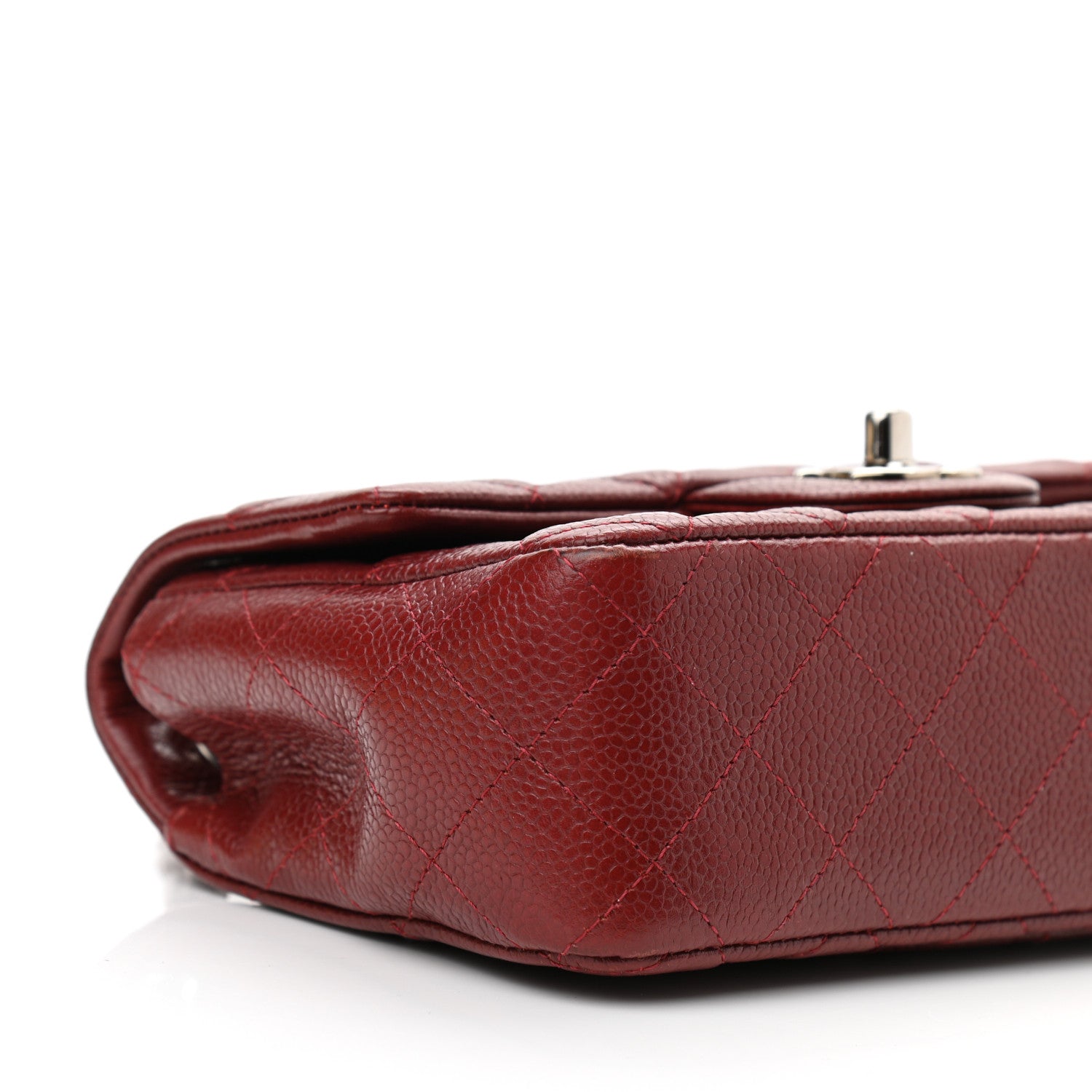 Chanel Caviar Quilted Mini Rectangular Flap Dark Red 9 of 10