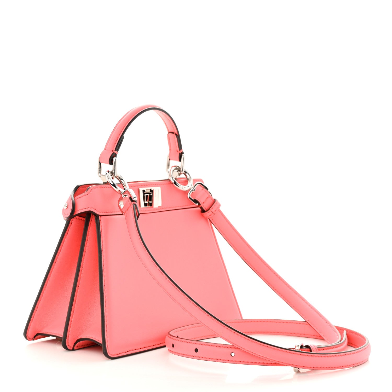Fendi Shiny Nappa Petite Peekaboo I SEE U Satchel Pink Dalia 3 of 12