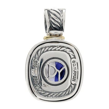 David Yurman Sterling Silver 14K Yellow Gold Iolite 12mm Albion Enhancer Pendant 3 of 4