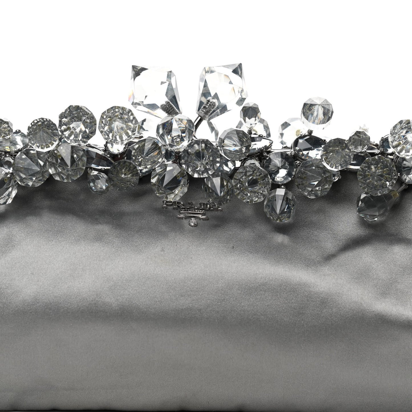Satin Crystal Clutch Grafite