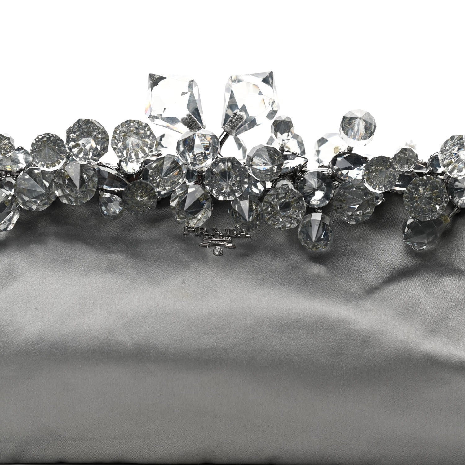 Prada Satin Crystal Clutch Grafite 8 of 13