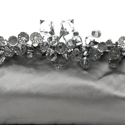 Prada Satin Crystal Clutch Grafite 8 of 13