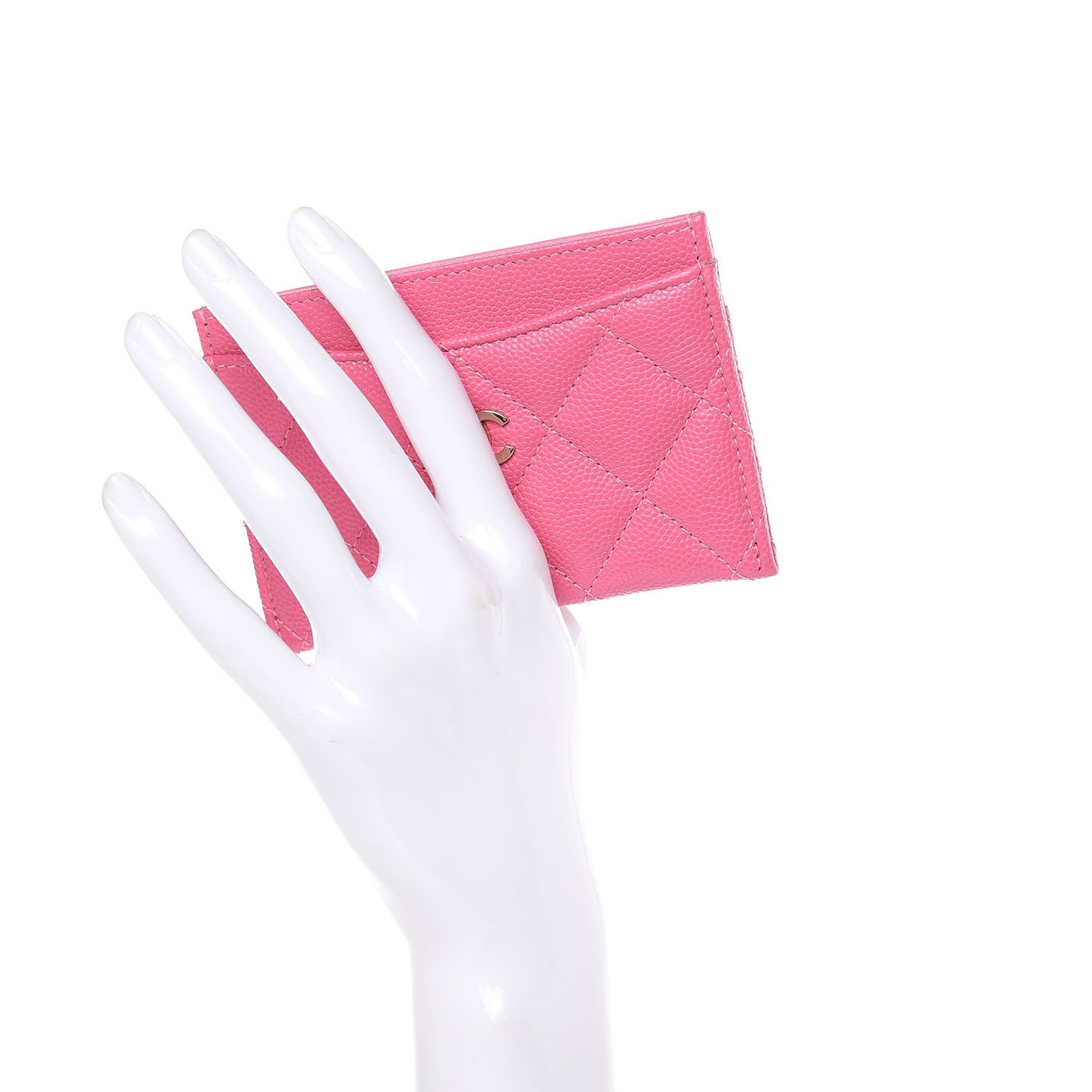Caviar Quilted Card Holder Pink