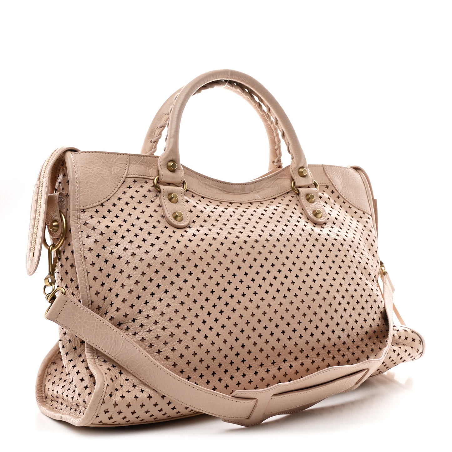 Agneau Laser Cut Cross Classic Gold Hardware City Rose Peach