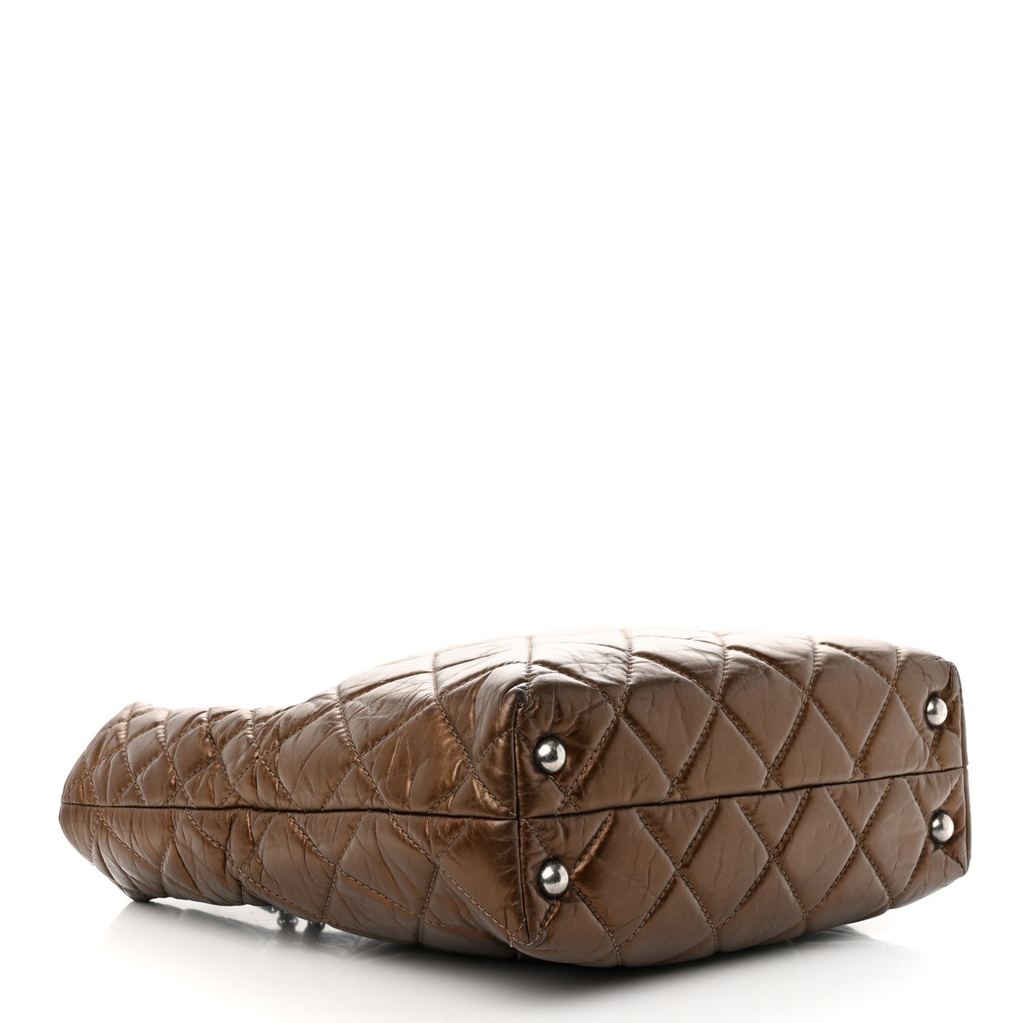 Metallic Aged Calfskin Quilted Reissue 2.55 Tote Bronze