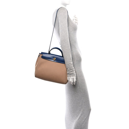 Hermes Military Toile Vache Hunter Herbag Zip Retourne 31 PM Chai Bleu Saphir 2 of 11