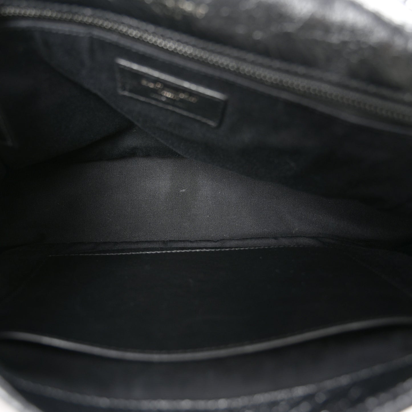 Crinkled Calfskin Matelasse Monogram Medium Niki Chain Satchel Black