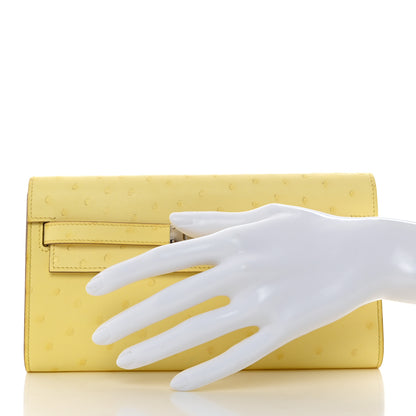 Hermes Ostrich Kelly Wallet To Go Limoncello 2 of 7