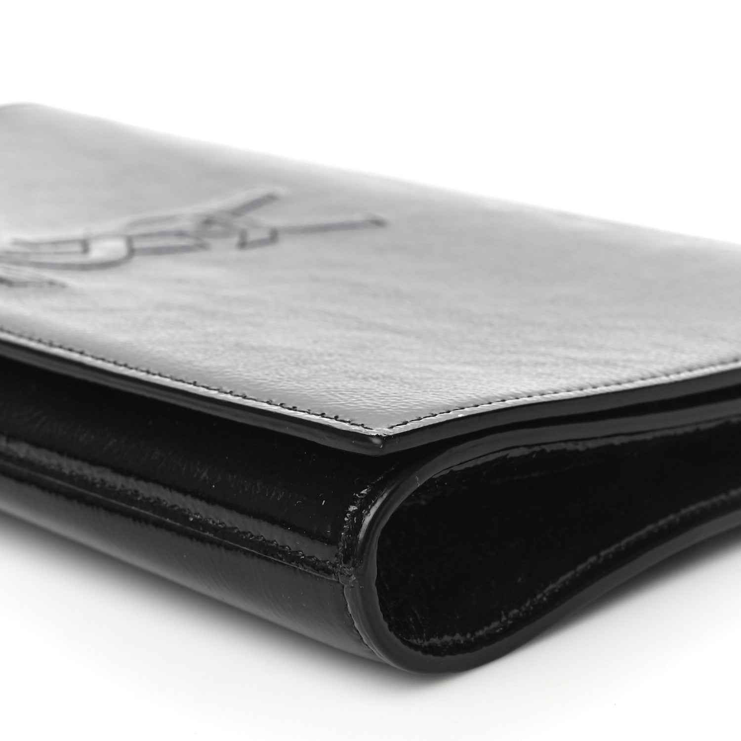 Saint Laurent Textured Patent Monogram Large Belle De Jour Clutch Black 12 of 13