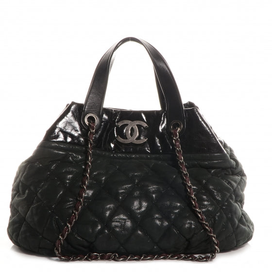 Iridescent Calfskin Large In The Mix Tote Black