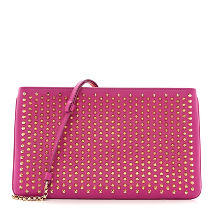 Christian Louboutin Calfskin Studded Loubiposh Chain Clutch Rose Indien Gold 1 of 10