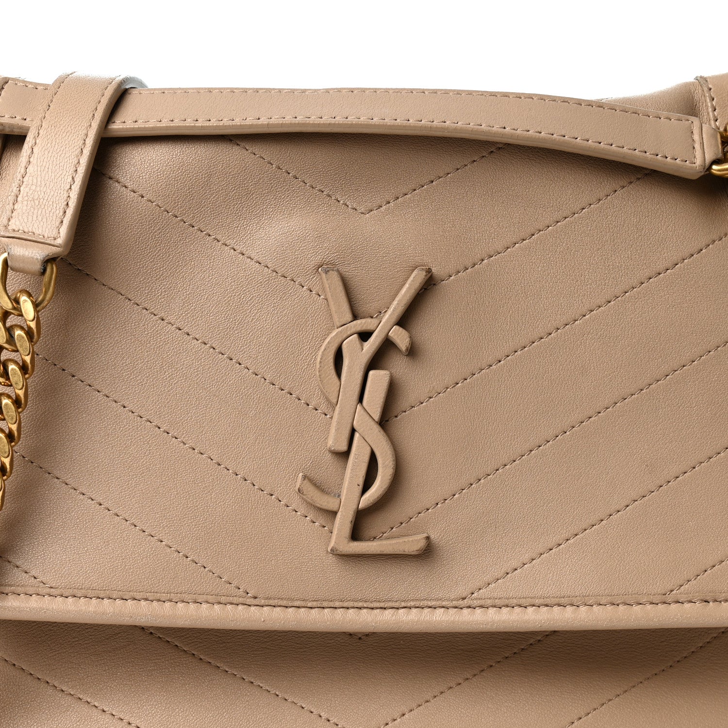 Saint Laurent Lambskin Matelasse Monogram Medium Niki Chain Satchel Dark Beige 8 of 12