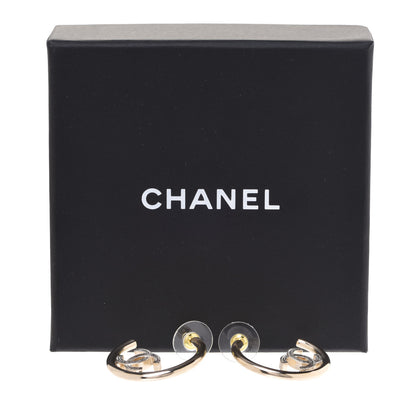 Chanel Metal Textured CC Hoop Earrings Gold 5 of 5