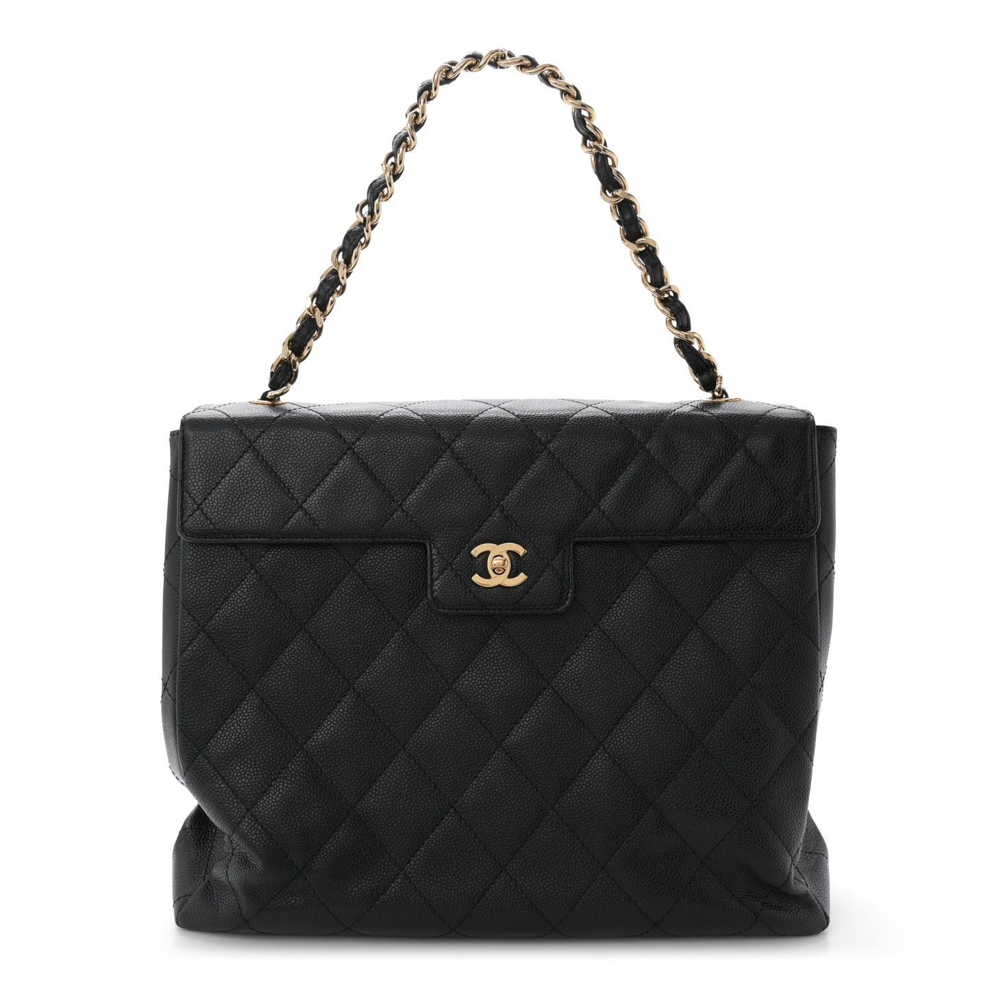 Caviar Quilted Single Flap Black