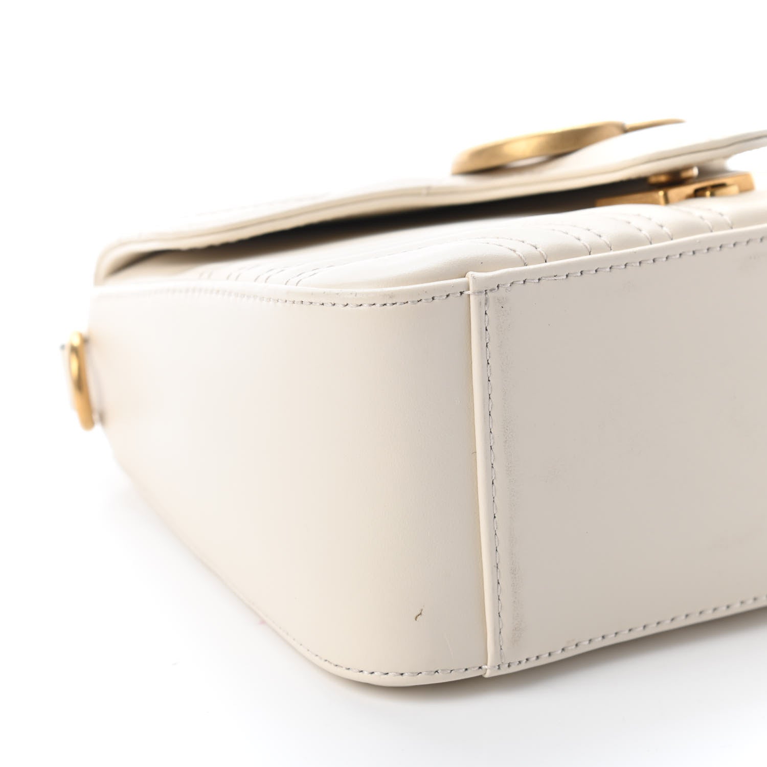 Gucci Calfskin Matelasse Mini GG Marmont Top Handle Shoulder Bag White 7 of 10
