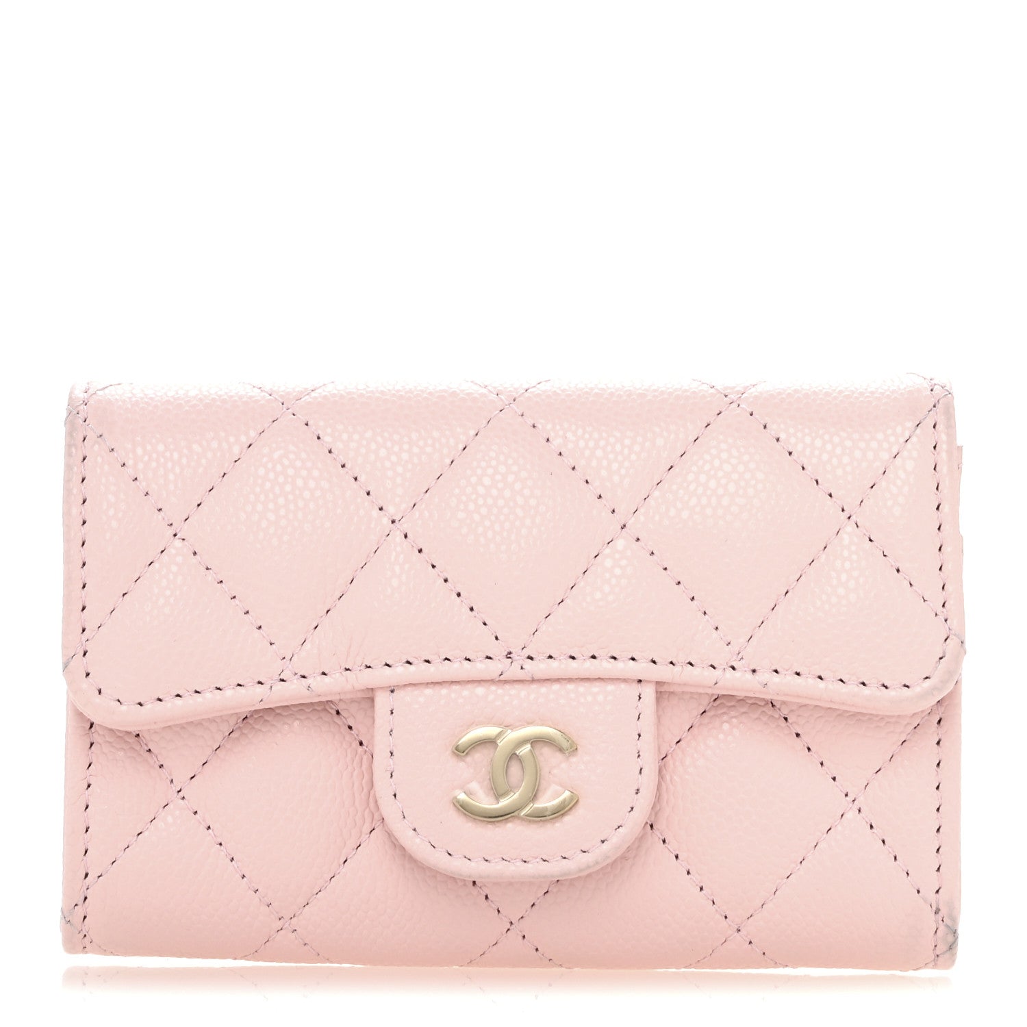 Chanel Caviar Quilted Flap Card Holder Wallet Light Pink 1 of 10