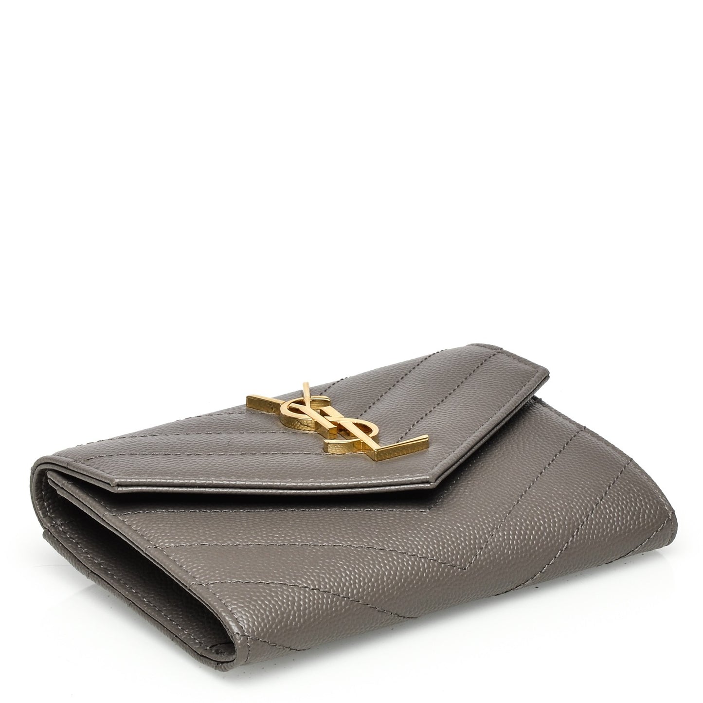 Grain De Poudre Matelasse Chevron Small Monogram Envelope Wallet Fog