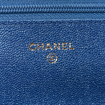 Chanel Iridescent Caviar Quilted Wallet on Chain WOC Blue 6 of 11